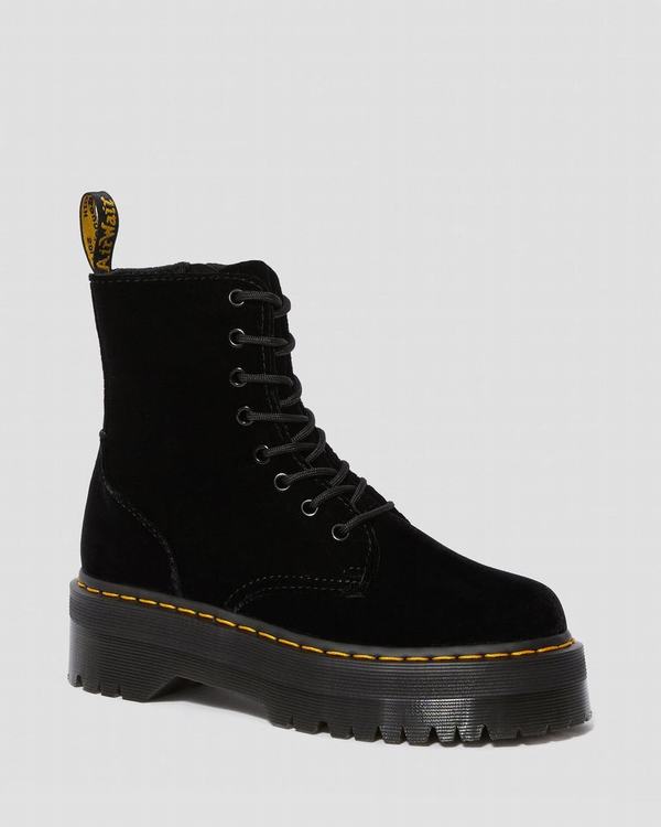 Dr Martens Dámské Boty Na Platformě Jadon Velvet Černé, CZ-203715